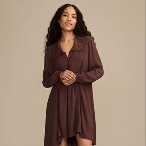Lucky Brand Peter Pan Collar Mini Dress - Burgundy - M